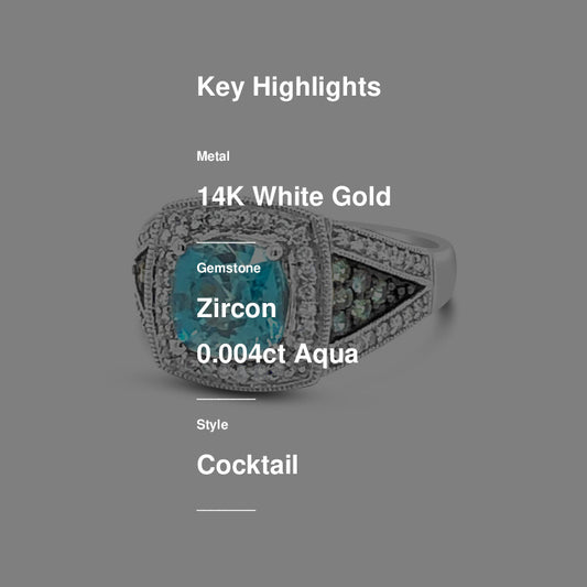 2 3/4 cts Aqua Zircon Cocktail Ring in 14K White Gold by Le Vian