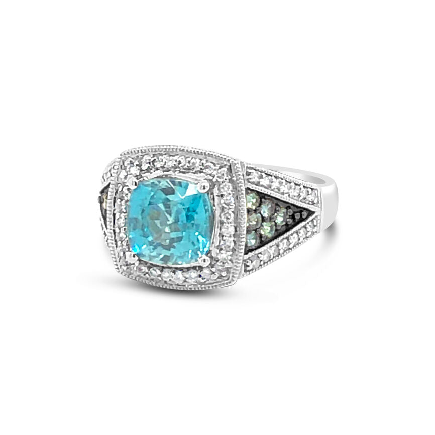 2 3/4 cts Aqua Zircon Cocktail Ring in 14K White Gold by Le Vian - BirthStone.com