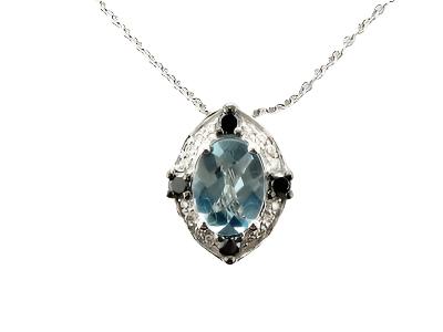 1 1/8 cts Aquamarine Pendant Necklace in 14K White Gold by Le Vian - BirthStone.com