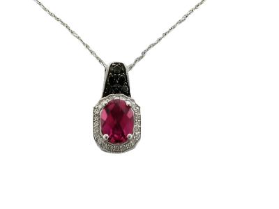 1 3/8 cts Red Tourmaline Pendant Necklace in 14K White Gold by Le Vian - BirthStone.com