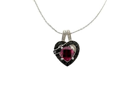 1 1/2 cts Red Tourmaline Pendant Necklace in 14K White Gold by Le Vian - BirthStone.com