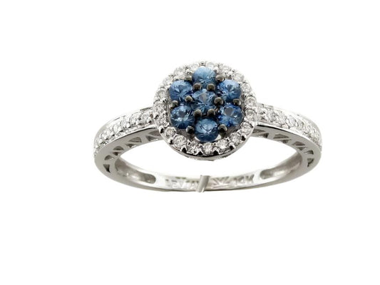 1/2 cts Blue Sapphire Cocktail Ring in 14K White Gold by Le Vian - BirthStone.com