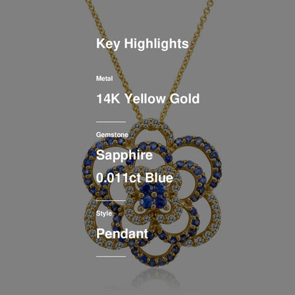 1 3/8 cts Blue Sapphire Pendant Necklace in 14K Yellow Gold by Le Vian