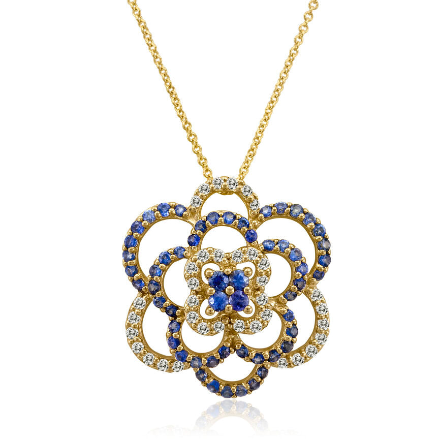 1 3/8 cts Blue Sapphire Pendant Necklace in 14K Yellow Gold by Le Vian - BirthStone.com