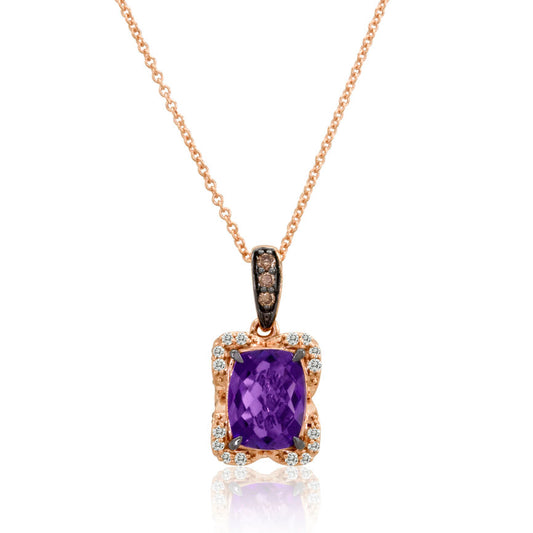 1 3/4 cts Purple Amethyst Pendant Necklace in 14K Rose Gold by Le Vian - BirthStone.com