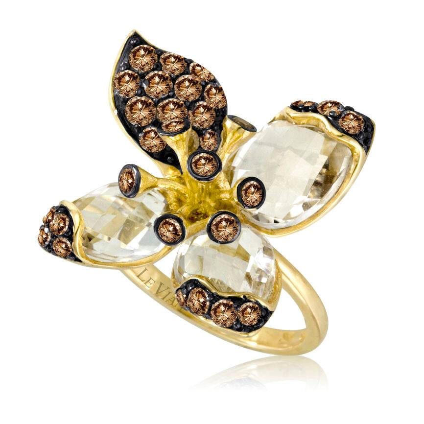 5 3/4 cts Brown Smoky Quartz Cocktail Ring in 14K Yellow Gold by Le Vian - BirthStone.com