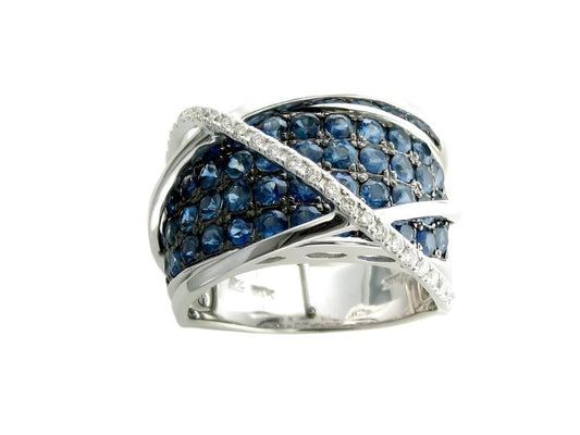 14K WHITE GOLD DIAMOND SAPPHIRE RING