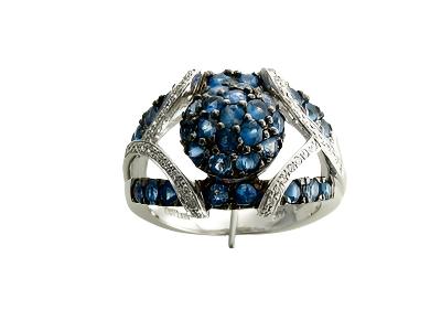 14K WHITE GOLD DIAMOND SAPPHIRE RING