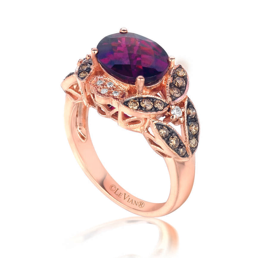 3 cts Red Rhodolite Cocktail Ring in 14K Rose Gold by Le Vian - BirthStone.com