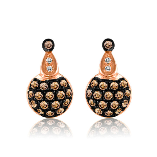 1/3 cts Brown Diamond Dangle Drop Earrings in 14K Rose Gold by Le Vian - BirthStone.com