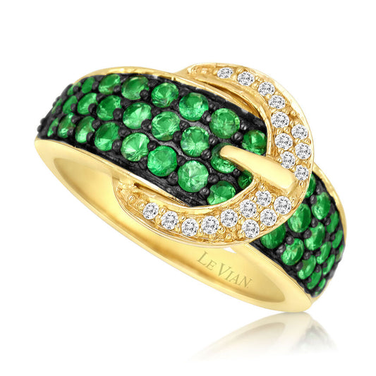 14K YELLOW GOLD DIAMOND TSAVORITE RING