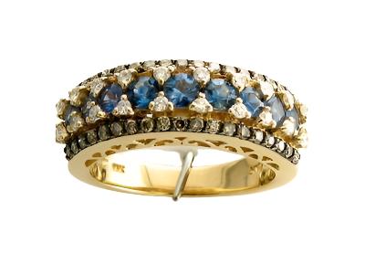 14K YELLOW GOLD DIAMOND CEYLON SAPPHIRE RING