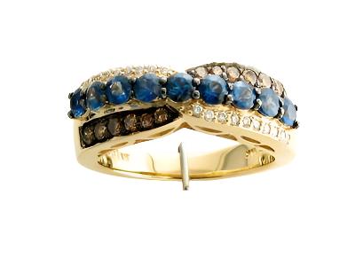 14K YELLOW GOLD DIAMOND CEYLON SAPPHIRE RING