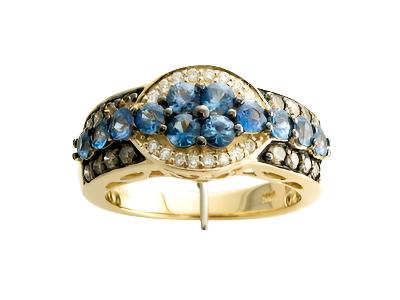 14K YELLOW GOLD DIAMOND CEYLON SAPPHIRE RING