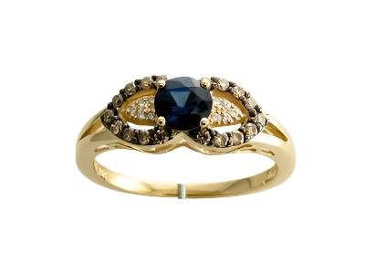 14K YELLOW GOLD DIAMOND SAPPHIRE RING