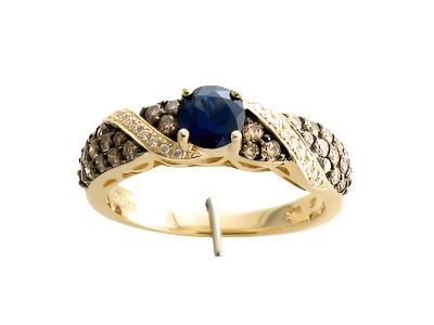 14K YELLOW GOLD DIAMOND SAPPHIRE RING