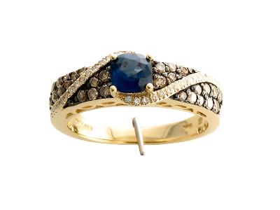 14K YELLOW GOLD DIAMOND SAPPHIRE RING