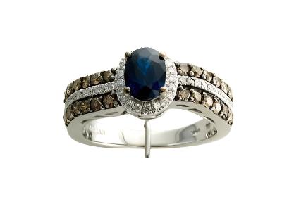 14K WHITE GOLD DIAMOND SAPPHIRE RING