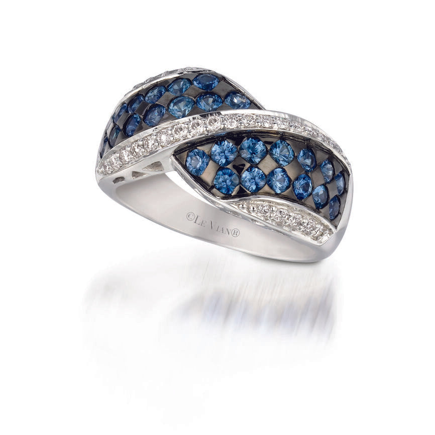 1 1/2 cts Blue Sapphire Band Ring in 14K White Gold by Le Vian - BirthStone.com