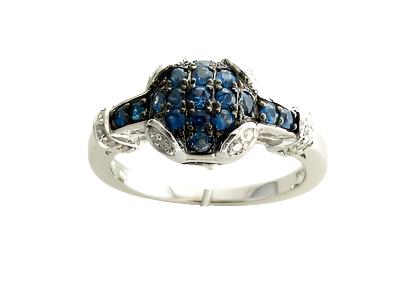 14K WHITE GOLD DIAMOND CEYLON SAPPHIRE RING