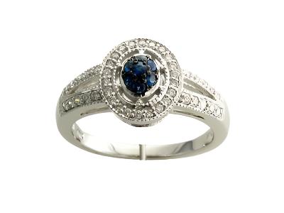 14K WHITE GOLD DIAMOND CEYLON SAPPHIRE RING