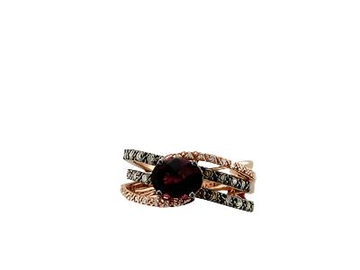 14K STRAWBERRY GOLD DIAMOND RHODOLITE RING