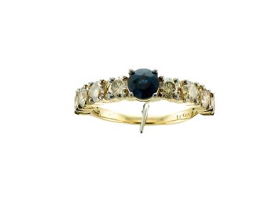 14K YELLOW GOLD DIAMOND SAPPHIRE RING