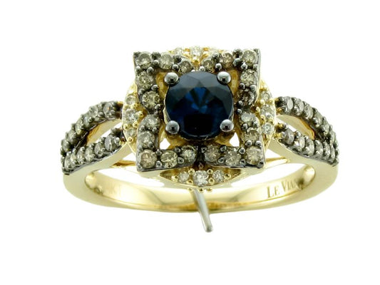 14K YELLOW GOLD DIAMOND SAPPHIRE RING