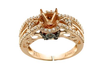 14K STRAWBERRY GOLD DIAMOND FANCY SAPPHIRE RING