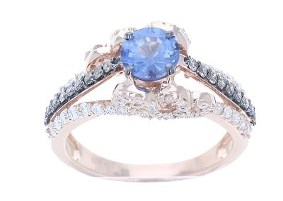 14K STRAWBERRY GOLD DIAMOND CEYLON SAPPHIRE RING