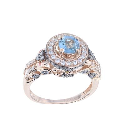 14K STRAWBERRY GOLD DIAMOND FANCY SAPPHIRE RING