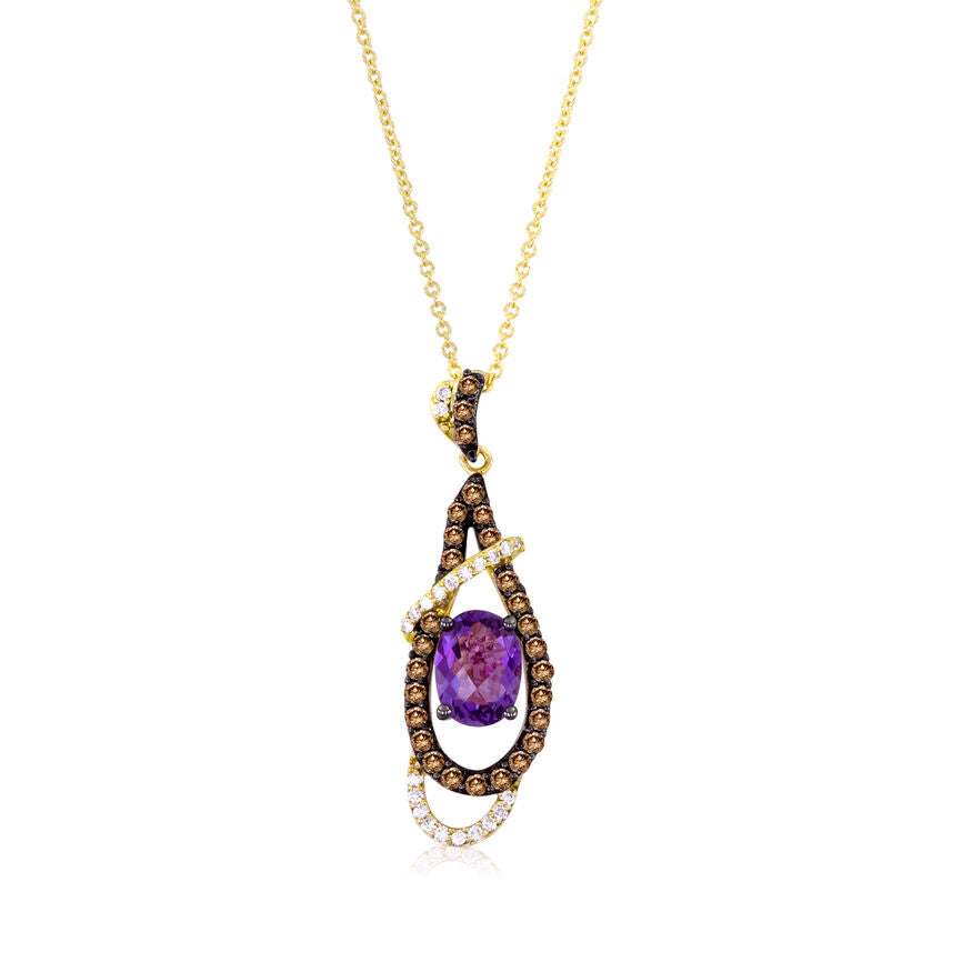 1 1/2 cts Purple Amethyst Pendant Necklace in 14K Yellow Gold by Le Vian - BirthStone.com