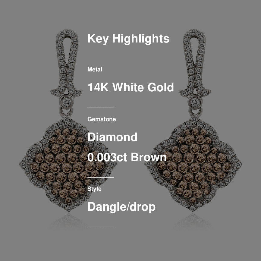 1 1/4 cts Brown Diamond Dangle Drop Earrings in 14K White Gold by Le Vian