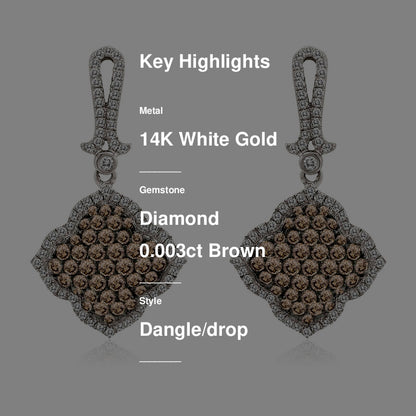 1 1/4 cts Brown Diamond Dangle Drop Earrings in 14K White Gold by Le Vian