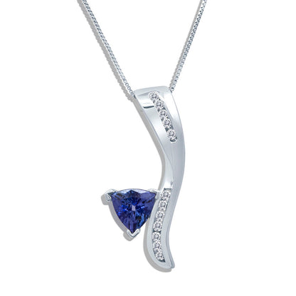 14K WHITE GOLD DIAMOND Tanzanite PENDANT