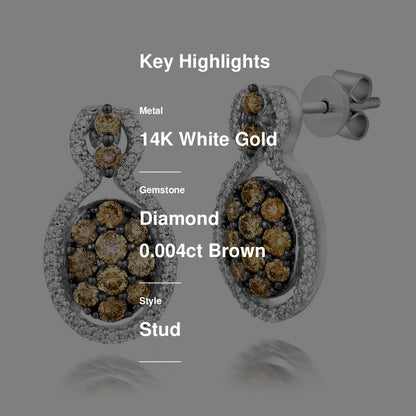 1 cts Chocolate Diamond Stud Earrings in 14K White Gold by Le Vian