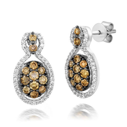 1 cts Chocolate Diamond Stud Earrings in 14K White Gold by Le Vian - BirthStone.com