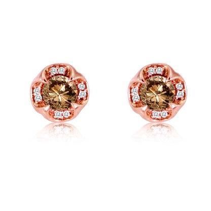 3/4 cts Chocolate Diamond Stud Earrings in 14K Rose Gold by Le Vian - BirthStone.com