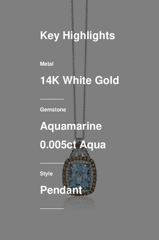 2 2/3 cts Aqua Aquamarine Pendant Necklace in 14K White Gold by Le Vian