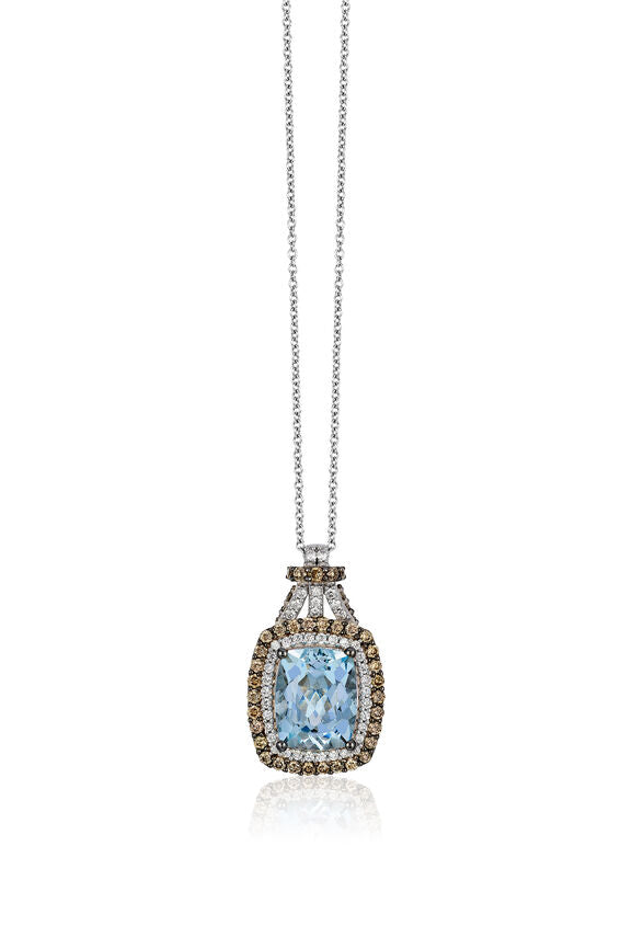 2 2/3 cts Aqua Aquamarine Pendant Necklace in 14K White Gold by Le Vian - BirthStone.com