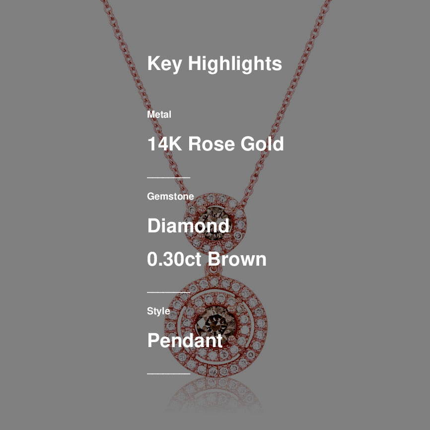 3/4 cts Chocolate Diamond Pendant Necklace in 14K Rose Gold by Le Vian