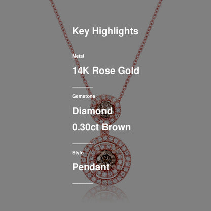 3/4 cts Chocolate Diamond Pendant Necklace in 14K Rose Gold by Le Vian