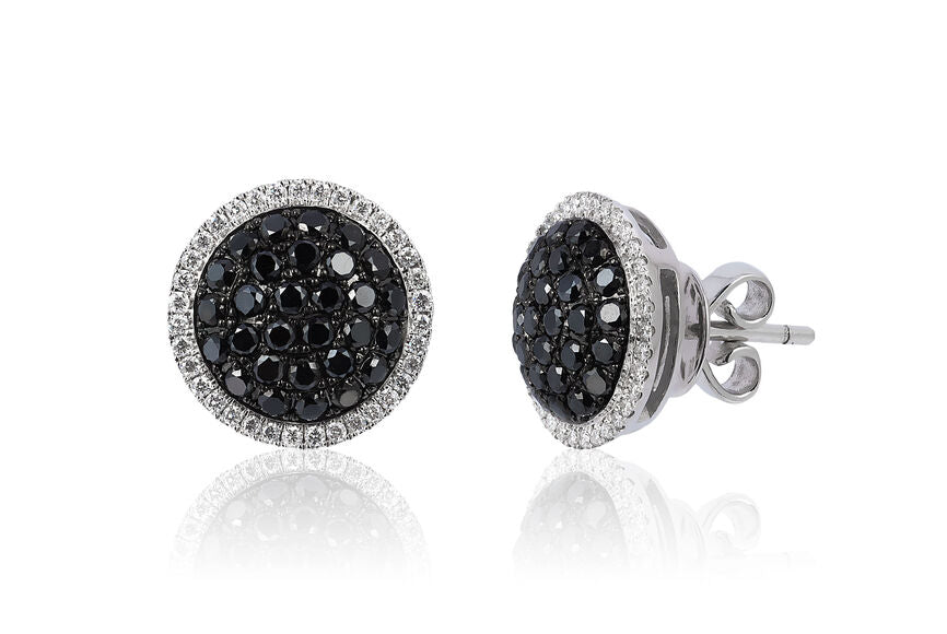 1 1/4 cts Black Diamond Stud Earrings in 14K White Gold by Le Vian - BirthStone.com