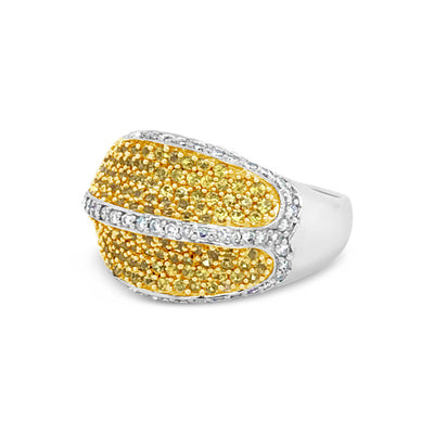 14K WHITE GOLD DIAMOND YELLOW SAPPHIRE RING