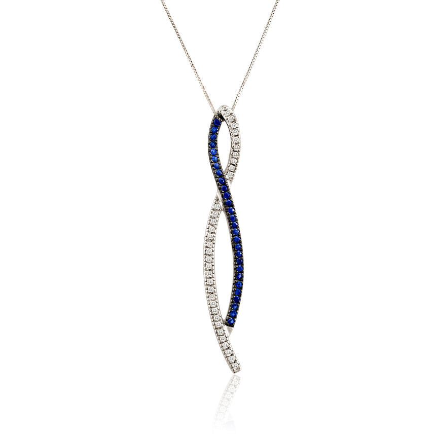 1/2 cts Blue Sapphire Pendant Necklace in 14K White Gold by Le Vian - BirthStone.com