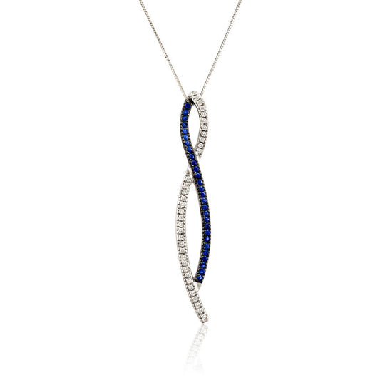 1/2 cts Blue Sapphire Pendant Necklace in 14K White Gold by Le Vian - BirthStone.com