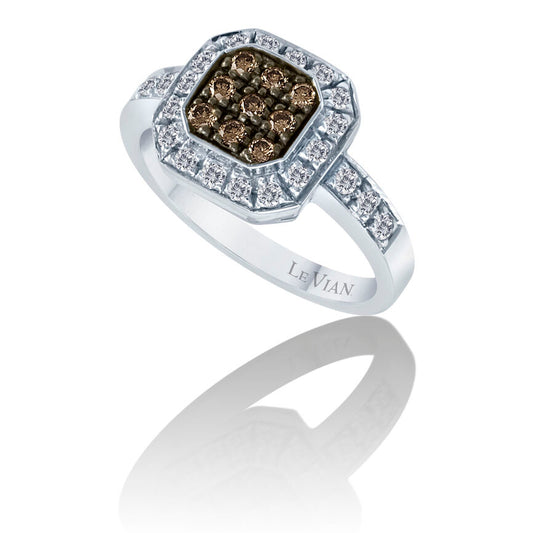 1/2 cts Brown Diamond Cocktail Ring in 14K White Gold by Le Vian - BirthStone.com