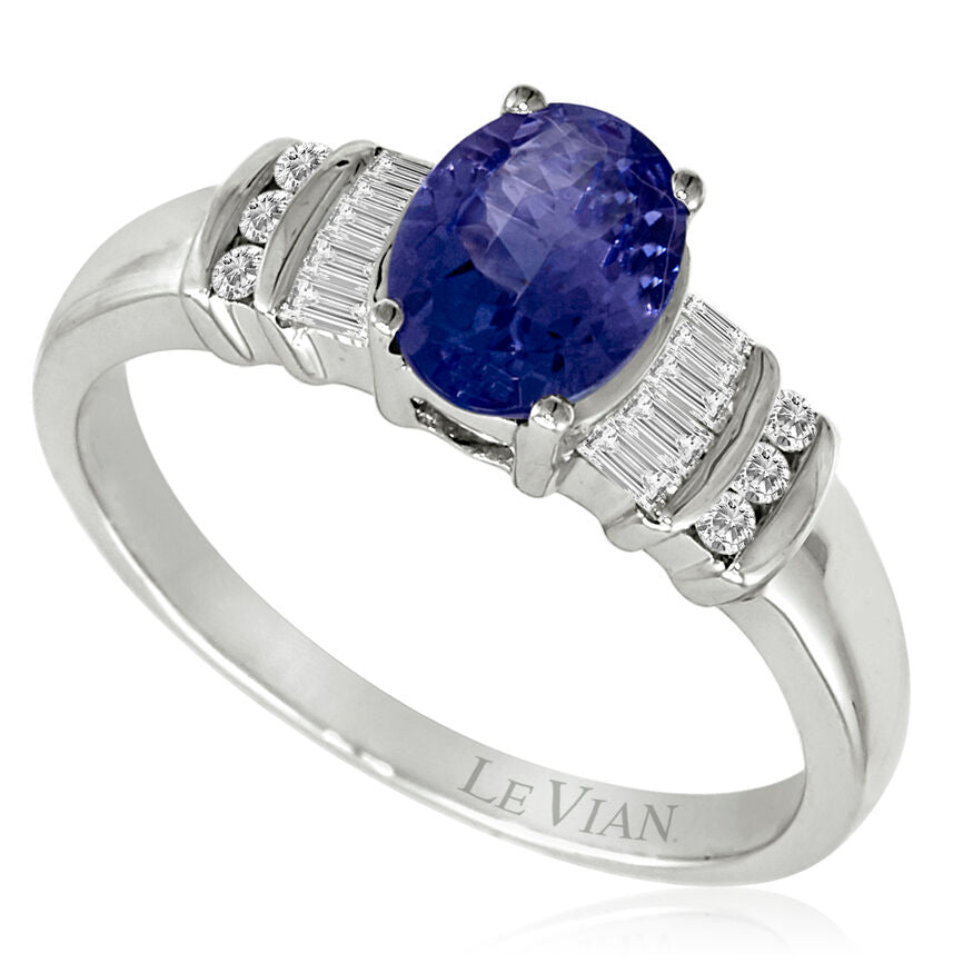 1 cts Blue Tanzanite Cocktail Ring in 14K White Gold by Le Vian - BirthStone.com