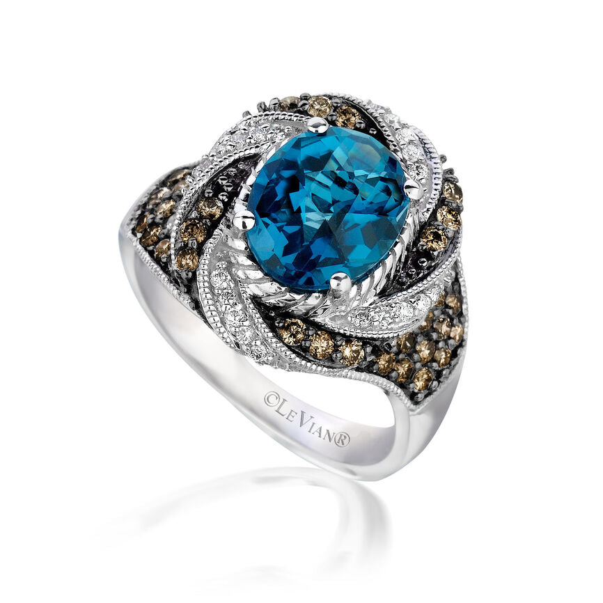 3 3/8 cts Blue Topaz Cocktail Ring in 14K White Gold by Le Vian - BirthStone.com