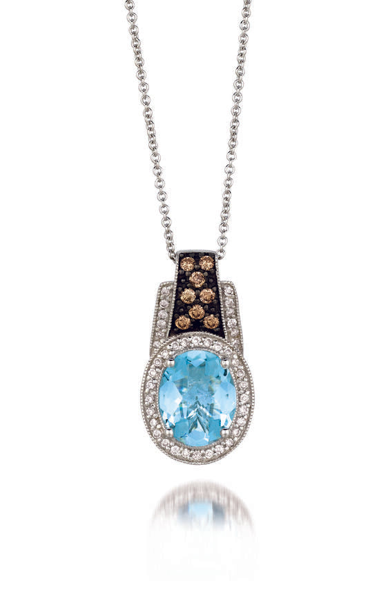 2 3/8 cts Aqua Aquamarine Pendant Necklace in 14K White Gold by Le Vian - BirthStone.com